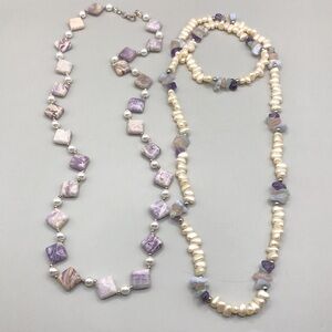 Vintage necklaces curated bundle faux pearls and stone gemstones beads layering